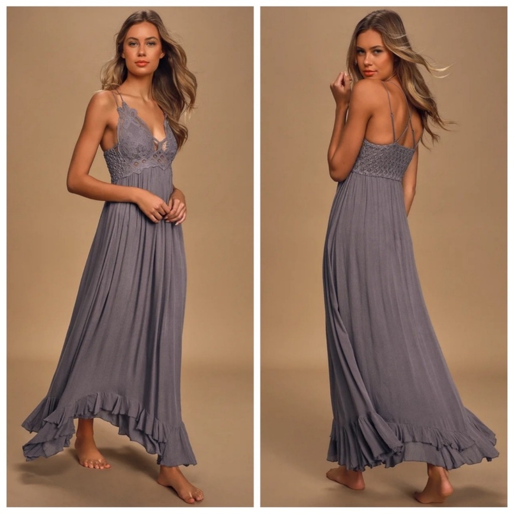 Free people Adella charcoal Maxi Dress size M NWOT